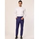 thumbnail image 3 of Pantalones de vestir a rayas para hombre, ajustados, con parte delantera plana, para baile de graduación Azul marino 34 Unique Bargains Pantalones, 3 of 6