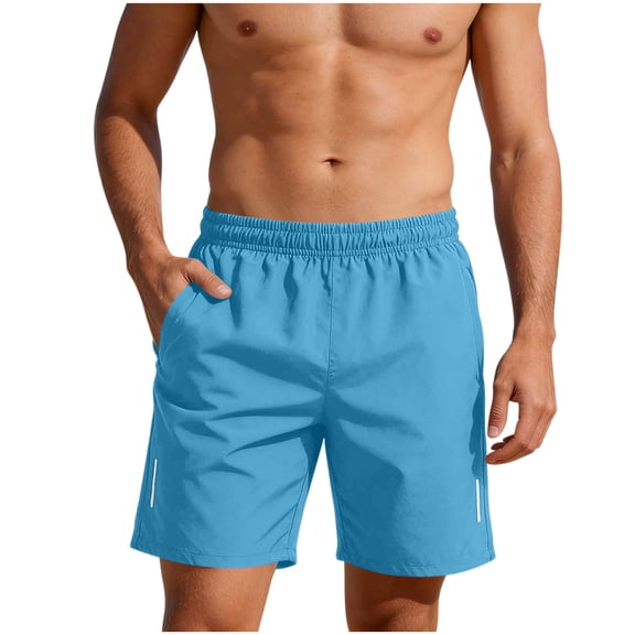 aohooy Mens Basketball Shorts Plus Size Quick Dry Workout Shorts Elastic Waist with Pockets for Gym Running Athletic Shorts Light Blue,L