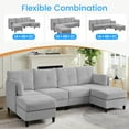 thumbnail image 4 of BALUS U-Shaped Sectional Sofa, Corduroy Couch with Modular Design, 6-Seater Cloud-Like Living Room Sofa & Removable Ottomans, Light Grey, 4 of 7
