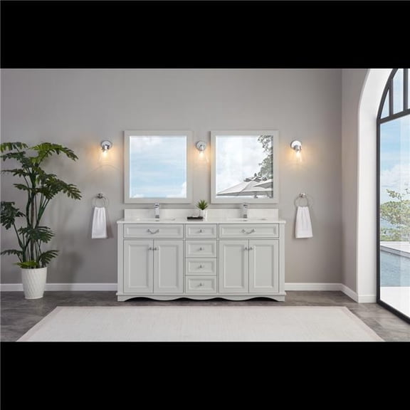 Legion Furniture WS2514-72-SS 72 in. Silver Strand Finish Solid Wood Sink Vanity, 1 ft. Artificial Stone Top