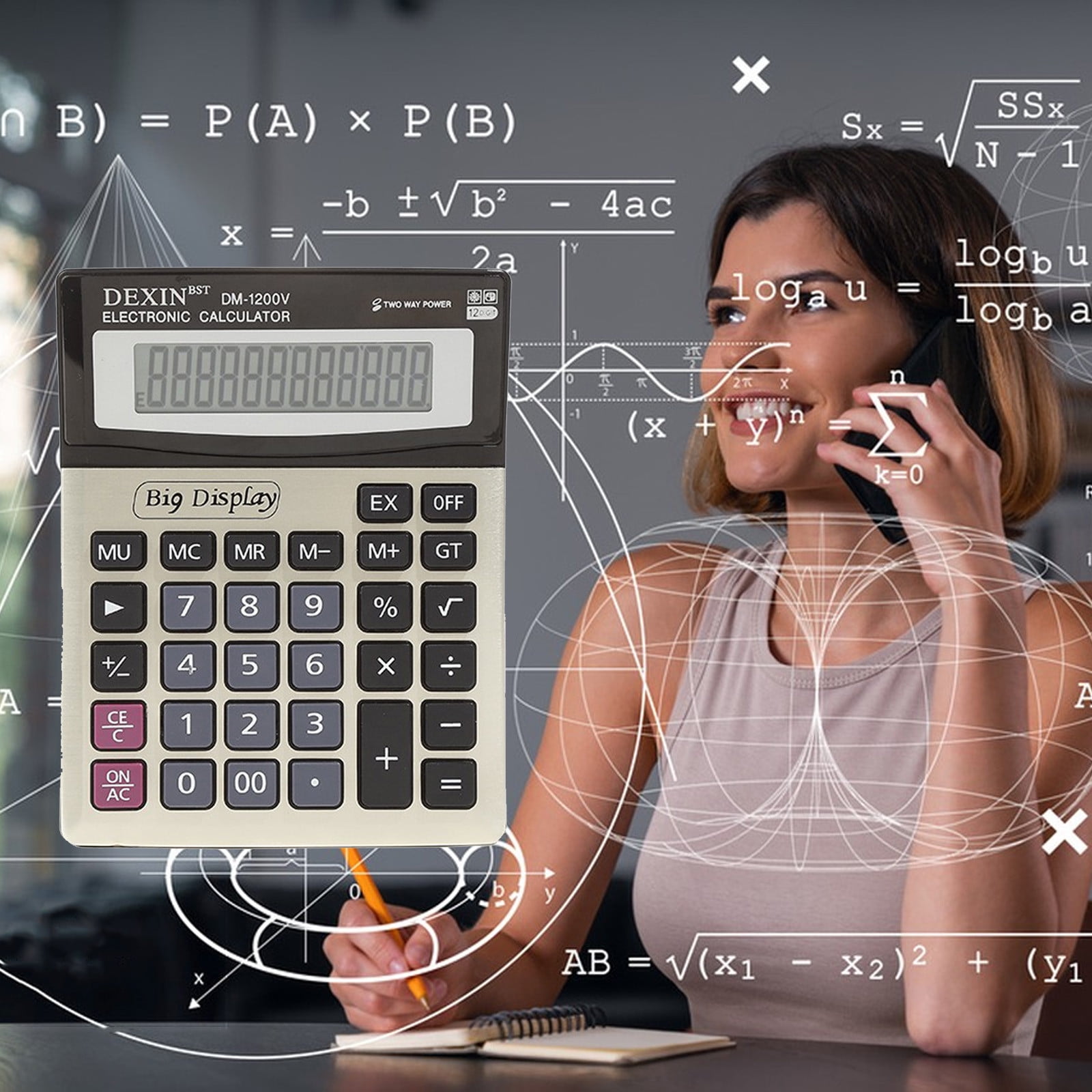12-Digit Calculator | Portable Desktop Calculator with Large Buttons for Office, Business, and School Use | Battery Powered Calculator for Students, Professionals, and Home Office