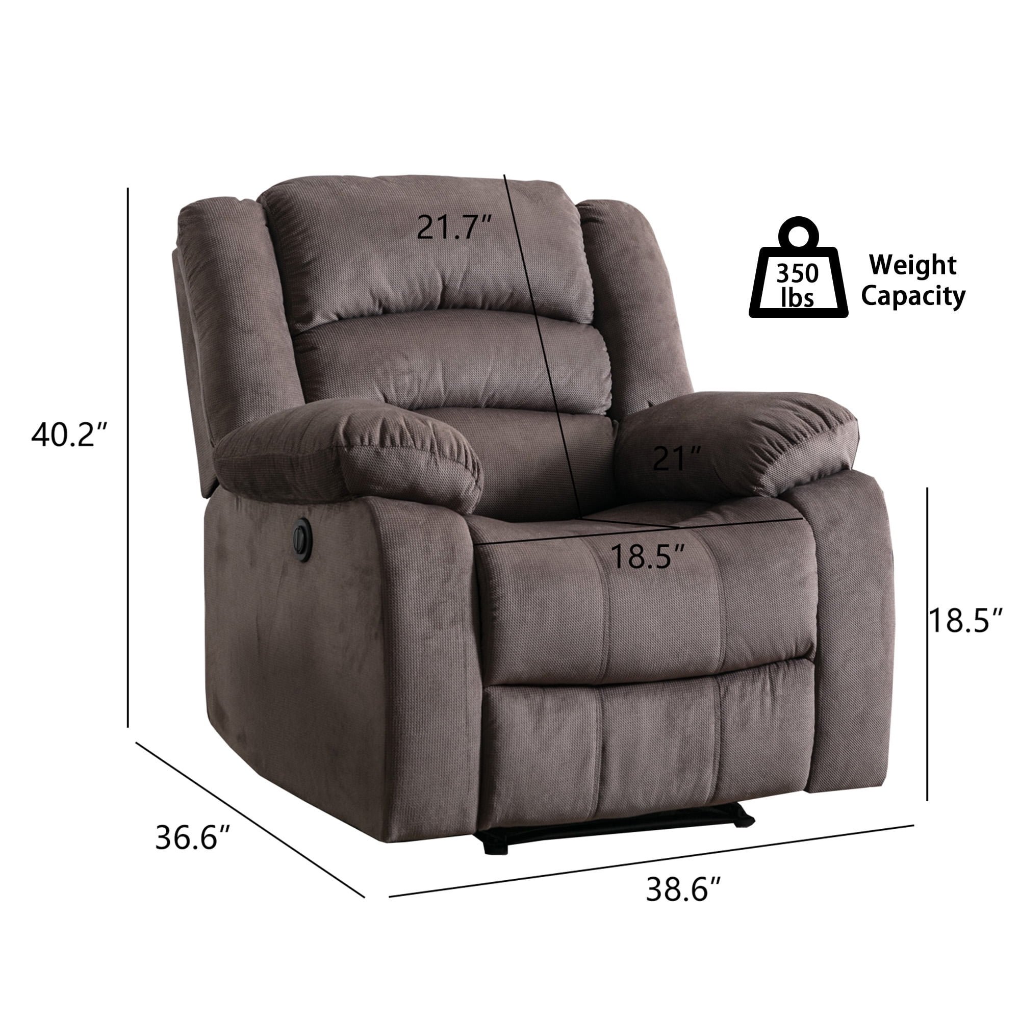Bonzy Home Power Recliner Chair for Big and Tall，Single Sofa for Living Room Chair，Brown