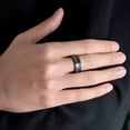 thumbnail image 3 of Tungsten Rings for Men Wedding Bands for Him 6mm Black with Meteorite, 3 of 6