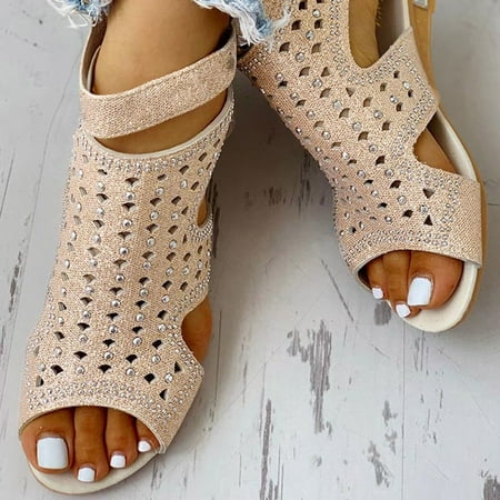 

Women Hollow out Roman sandals Dress Shoe Strappy Flat Sandal Ankle Strap Sandals Party Nonslip Open Toe Casual Shoes Breathable Flats