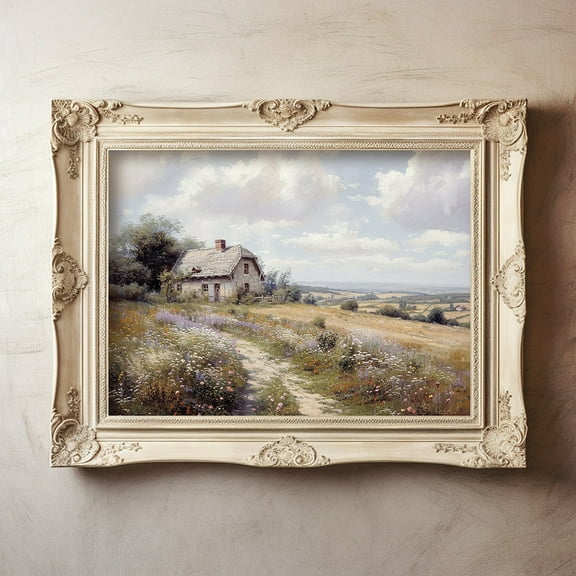 Miluva Cottage , French Country, Vintage Garden Art, , , Spring Home Decor, Cottagecore Art, Shabby Chic Print Decor For Living Room Bedroom, 8x12 UNFRAMED