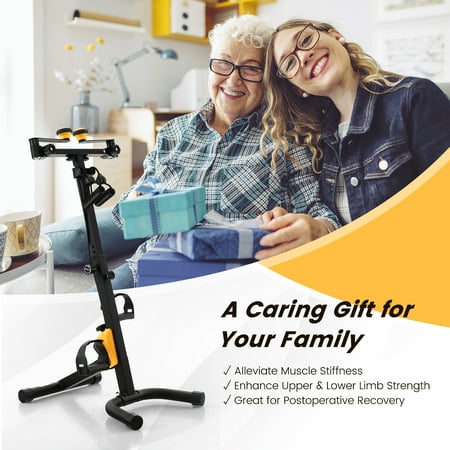 Costway - Folding Pedal Exercise Bike with Adjustable Resistance Full body Home Rehab Machine - Black/Yellow