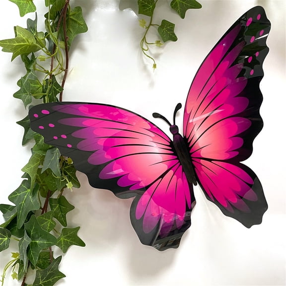 pdqouc Colorful Red 3D Butterfly Sticker Stylish Large Size Butterfly Wall Stickers Living Room Bedroom Decorative Wall Stickers Self Adhesive Stickers