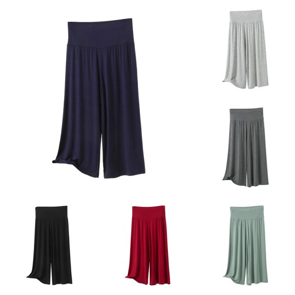 Gunia Womens Capri Pants High Waisted Casual Capris Stretchy Shorts Soft Comfortable Elastic Waistband Lightweight Trousers Summer Pants