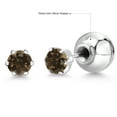 thumbnail image 6 of Gem Stone King Platinum Brown Smoky Quartz Stud Earrings for Women Men (0.52 Cttw, Gemstone Birthstone, Round 4MM), 6 of 6