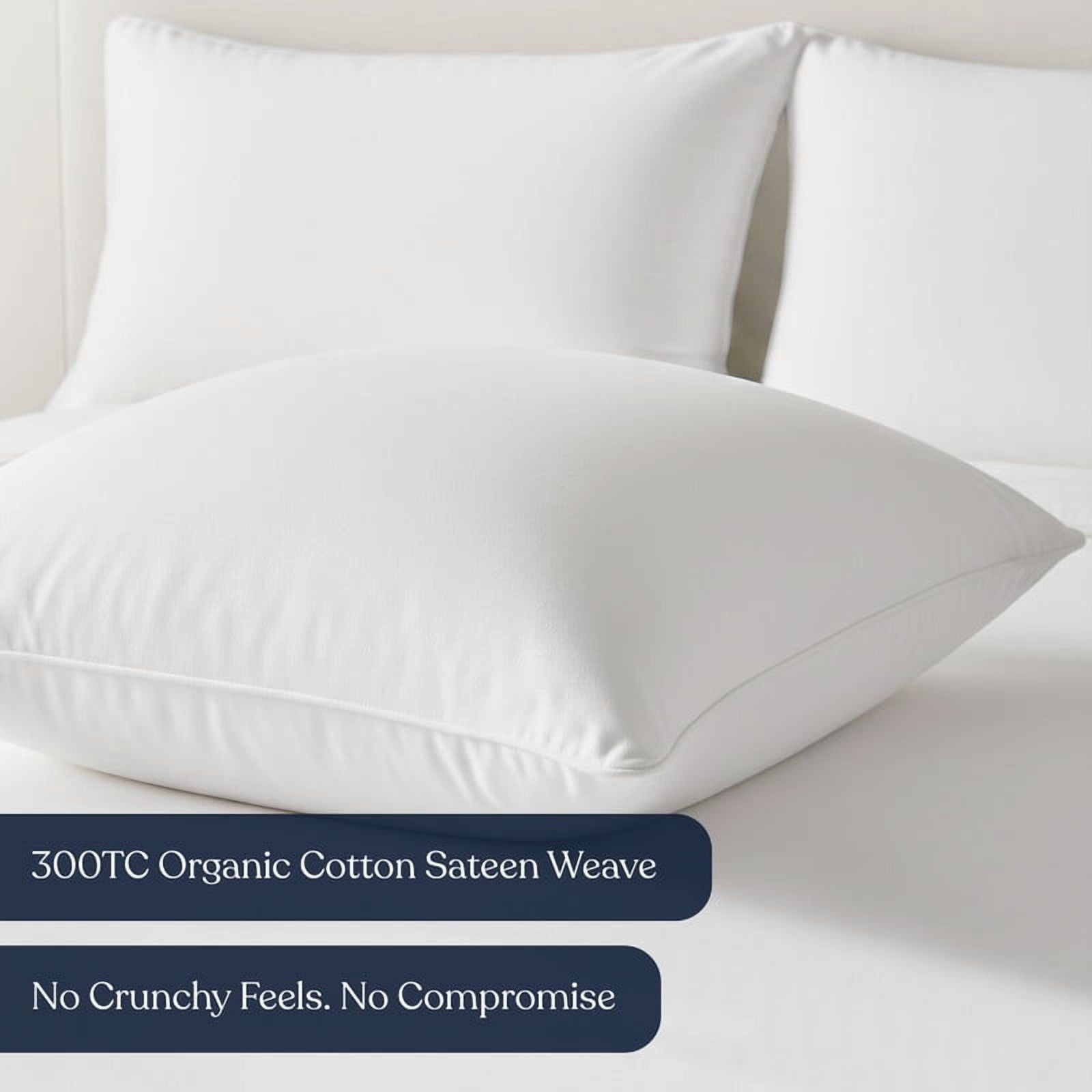 Delara 22x22 Throw Pillow Inserts Set of 2 - Organic Cotton Shell, 7D Recycled Down Fill, 1000 GSM Fluffy & Decorative Lumbar Pillows for Couch & Bed