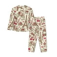 thumbnail image 2 of Kll Paris Vintage Print Women'S Long Sleeve Pajamas With Pants Sleepwear Loungewear 2 Set-Small, 2 of 9