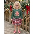 thumbnail image 4 of RUINIXCW Little Girl Christmas Outfit Crew Neck Long Sleeve Sweatshirt  Plaid Skirt, 4 of 8