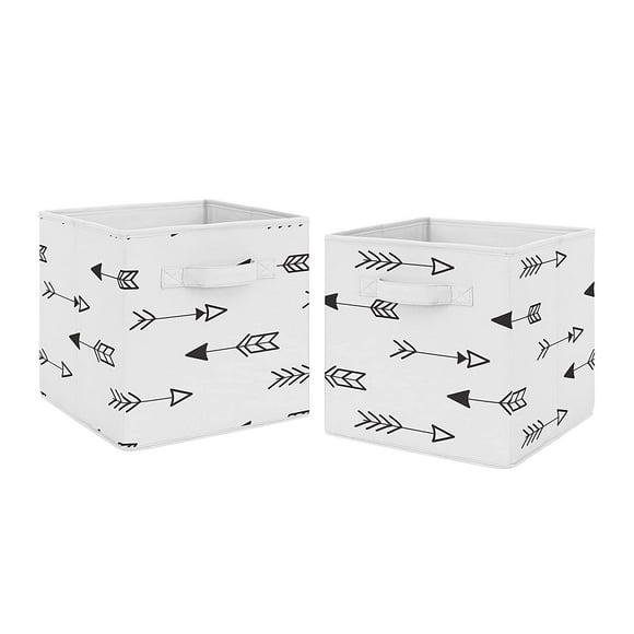 Black and White Arrow Foldable Fabric Storage Cube Bins Boxes Organizer Toys Kids Baby Childrens for Fox and Arrow Collection by Sweet Jojo Designs - Set of 2