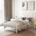 thumbnail image 3 of AUFANK Twin Size Platform Metal Bed Frame Foundation Heavy Duty Steel Slabs White, 3 of 7