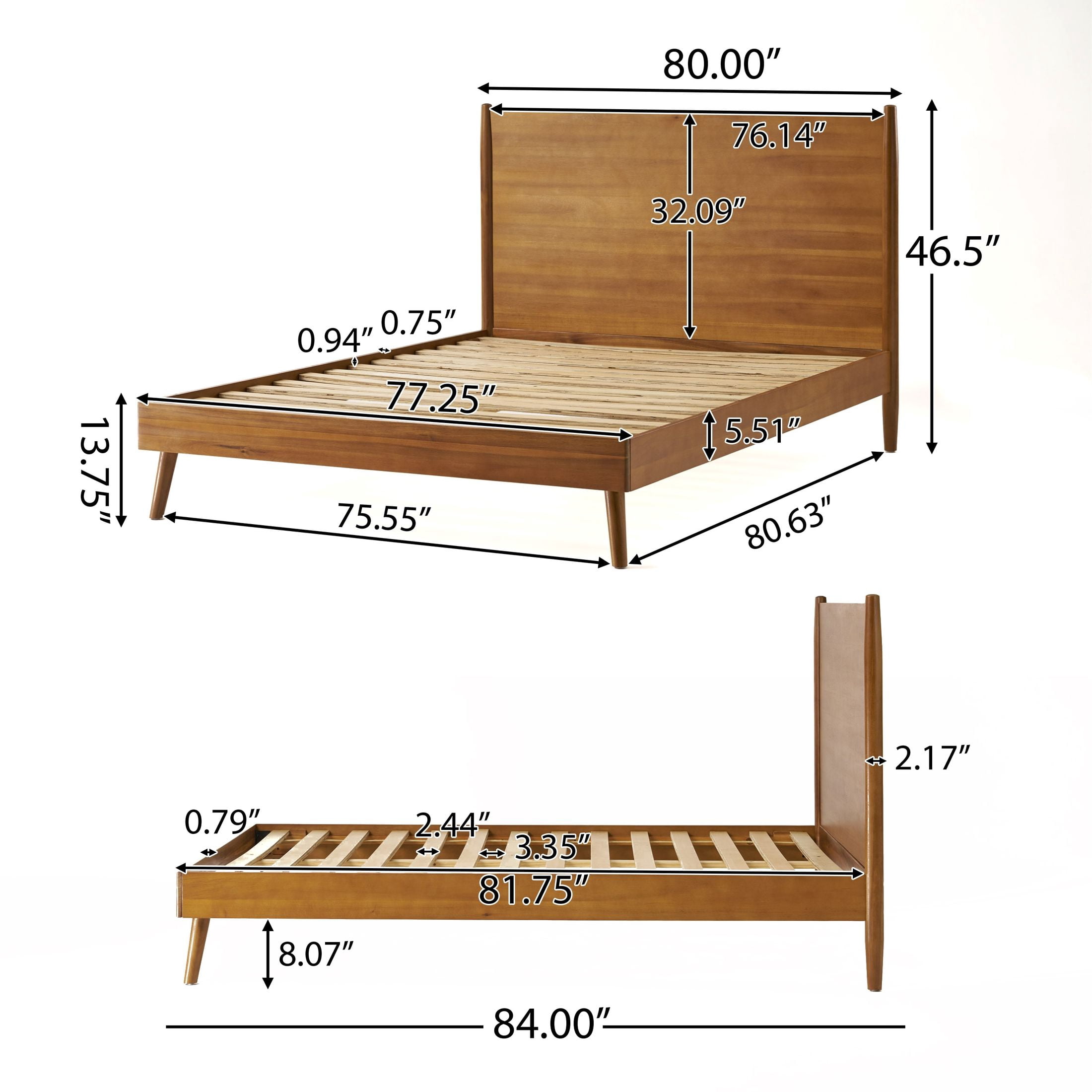 Christopher Knight Home Mid-Century King Bedroom Furniture Set, Solid Wood Bed with 2 Nightstands, Natural