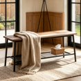 thumbnail image 3 of Zimtown 6-Piece Modern Dining Set for Home, Kitchen, Dining Room Table Set with Storage Racks, Rectangular Table, Bench, 4 Chairs, Steel Frame, Smoked Oak Color, 3 of 8
