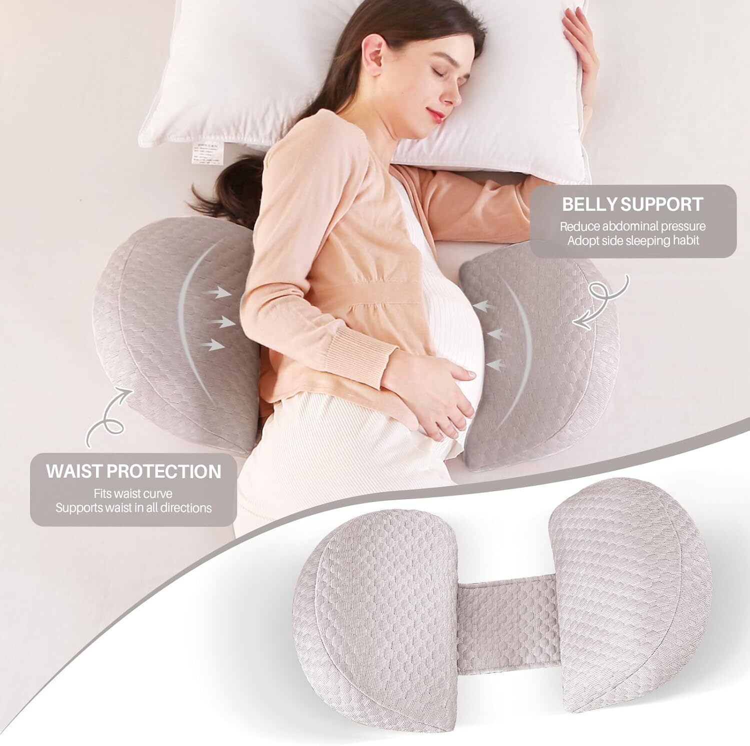 SHANNA Pregnancy Pillows Wedge Maternity Pillow Adjustable Full Body Support Pillow for Back Legs Belly HIPS（Bamboo Grey）
