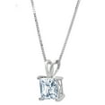 thumbnail image 2 of 1.0 ct Brilliant Princess Cut Solitaire Natural Swiss Blue Topaz 14k White Gold Pendant with 18" Chain, 2 of 3