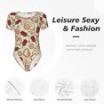 thumbnail image 4 of Bingfone Motif Rose pour la Saint-Valentin Justaucorps à Col Rond pour Femmes, Justaucorps à Manches Courtes à Boutons-Pression, Adapté pour Fête, Sports, Usage Quotidien-TTG, 4 of 7