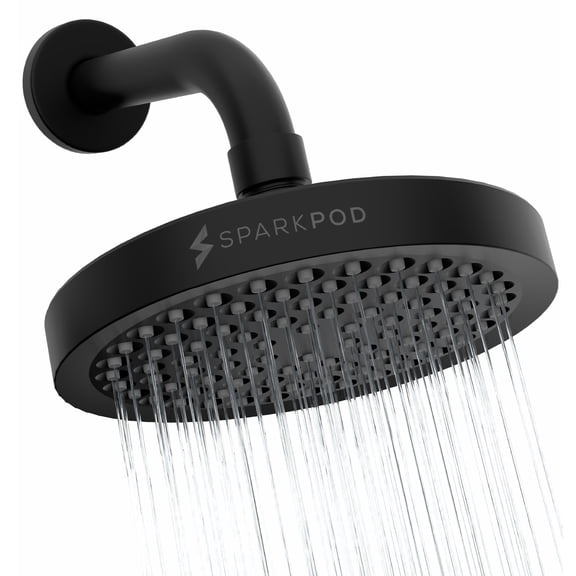 SparkPod 6-Inch Matte Black High-Pressure Round Showerhead
