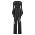 thumbnail image 2 of iiniim Liturgical Dancewear for Women Flared Sleeve Sequin Praise Dance Tunic with Wide Leg Pants Black M, 2 of 7