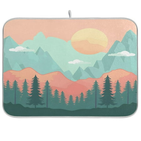 

joogoo Scenery Sunset Dish Drying Mat Kitchen Counter Absorbent Drying Pad 18x24 in Drainer Rack