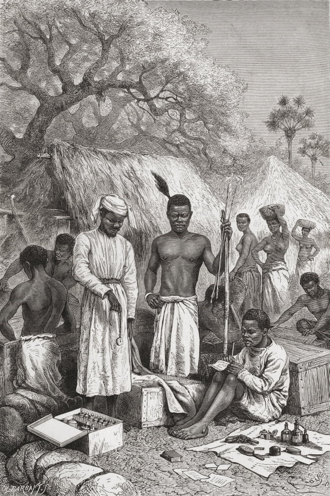 Abdullah Souzi Jacob Wainwright Y James Chouma Dr David Livingstones Three Servants Taking Stock Of His Belongings After His Death In 1873 From El Mundo En La Mano Published 1878 Canvas Art - Ken Wels