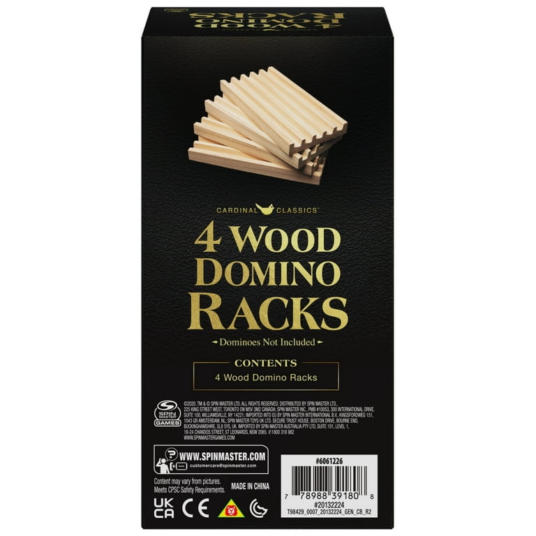 Domino Racks - Set 4 Vassoi Porta Tessere In Legno Per Domino, Gioco Messicano, Mahjong - 19x2.2x1.8 Cm - Non Trattati, Personalizzabili