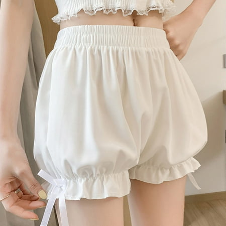 Goodeals Women s Lolita Bloomers Maid Ruffle Pumpkin Pants Shorts Cute Security Short Pants Teen Girls Lovely Y2K Underpants(White XXL)Deals