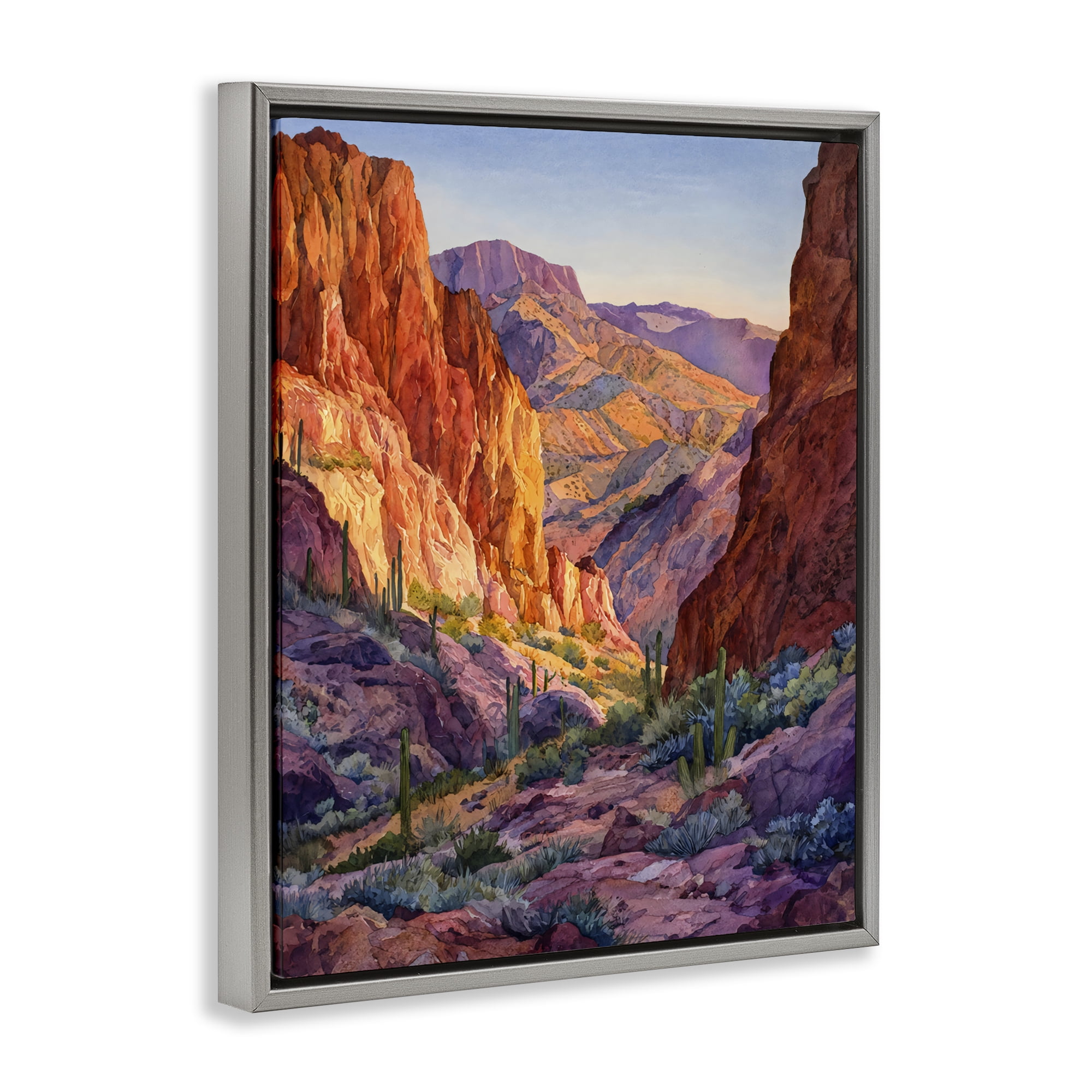 Stupell Industries Western Colors Canyon Gray Framed Floater Canvas Wall Art, design by Franklyn Gregory