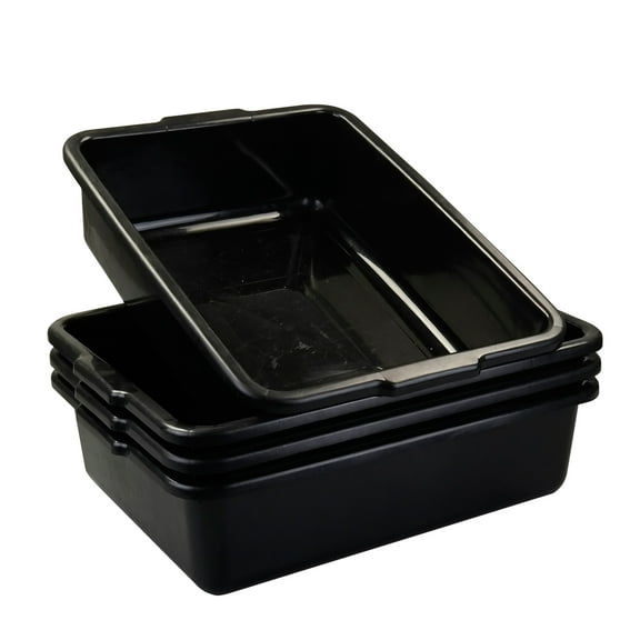 Uumitty 4-Pack 24 L Plastic Bus Box/Utility Box, Commercial Wash Basin Tote Box, Black