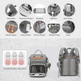 thumbnail image 2 of P@B PBell Sac à Langer avec Table à Langer Intégrée, Sac à Dos Imperméable pour Mamans et Papas avec Port de Chargement USB, Bébé (Gris), 2 of 10