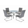 thumbnail image 3 of K-Living Logan 5Pcs Round Glass And Chrome Base Dining Table With Tufted Velvet Chairs In Grey, 3 of 4