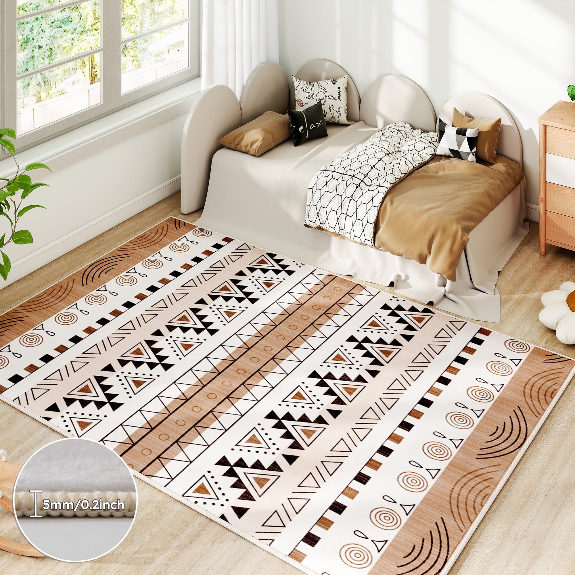 EnHomee Area Rug for Living Room 4x6 Area Rugs for Bedroom Machine Washable Area Rug,Khaki