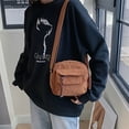 thumbnail image 4 of Solid Color Casual Crossbody Bag, Simple Design Zipper Satchel Bag, Corduroy Adjustable Strap Shoulder Bag, 4 of 6