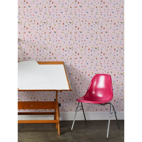 Fisher-Price Land Removable Vinyl Wallpaper by Fisher-Price - Pink