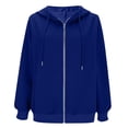 thumbnail image 6 of HAPIMO Women's Fall Jacket Casual Long Sleeve Hooded Sweatshirts Outdoor Hiking Workout Jacket Lightweight Solid Zip Up Jacket Coat Blue XXL, 6 of 6