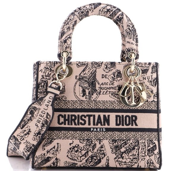 Pre-Owned Lady D-Lite Bag Embroidered Canvas Medium By Rebag