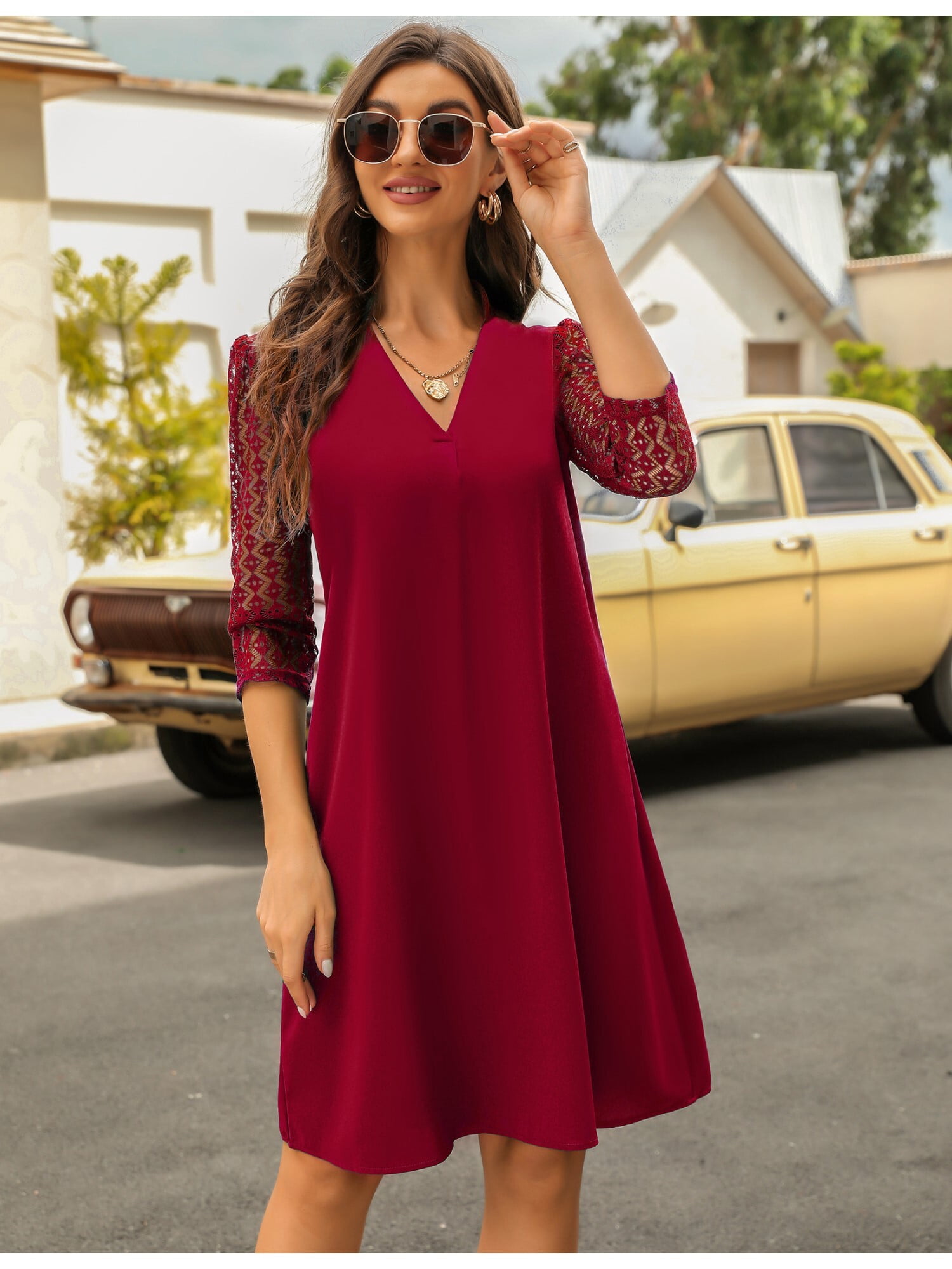 chinese dress ladies Dolly Scallop Trim Shift Dress Small / Cream main image 0
