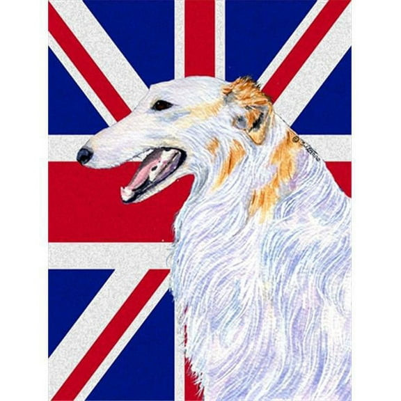 Borzoi With English Union Jack British Flag Flag Garden Size