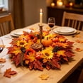 thumbnail image 4 of Fllostpr Fall 21x21 in Artificial Wreath, Faux Sunflower Pumpkin Maple Leaf Hanging Arrangement for Front Door and Home Decor, 4 of 6