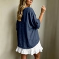 thumbnail image 5 of QSAWXQZ Women's 2 Piece Outfit Dress Set Long Sleeve Crew Neck Loose Top with Ruffle Hem Sleeveless Mini Dress for Casual Wear XL, 5 of 7