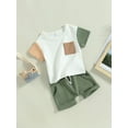 thumbnail image 3 of Bagilaanoe 2pcs Toddler Baby Boy Short Pants Set Contrast Color Short Sleeve T-shirt Tops + Shorts 6M 9M 12M 18M 24M 3T Kids Casual Summer Outfits, 3 of 8