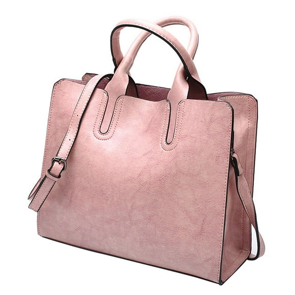 Elegant Womens Leather Handbag Zipper Closure Big Capacity Purse Bag Satchel Pink