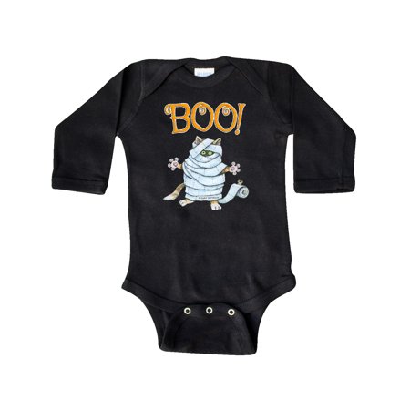 

Inktastic Boo with Mummy Cat Gift Baby Boy or Baby Girl Long Sleeve Bodysuit