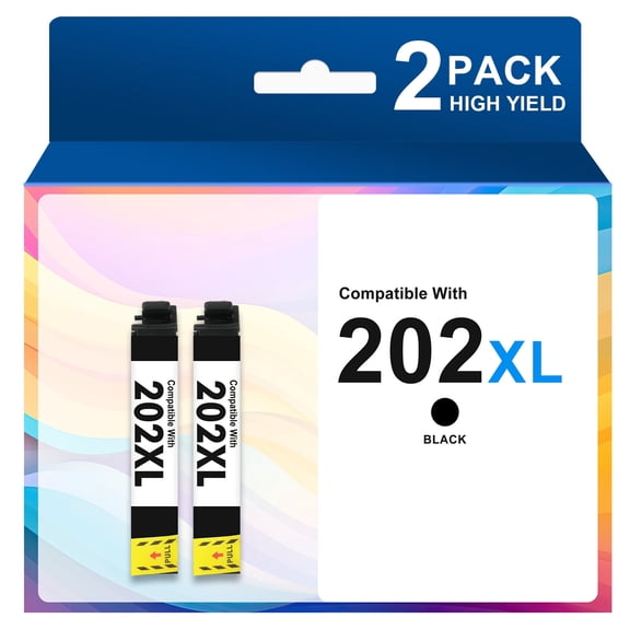 202XL Ink Cartridges Compatible for Epson 202 202XL T202 Ink Cartridgefor Workforce WF-2860 Expression Home XP-5100 All-in-one Printer (2-Pack Black)