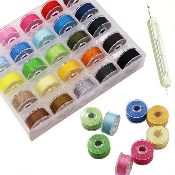 36PCS Prewound Plastic Class 15 Bobbins with Thread & Clear Case – Fits Brother, Singer, Janome Sewing Machines – Multi-Color Embroidery Floss Bobbins for DIY & Craft Projects