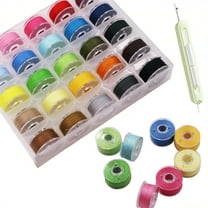 36PCS Prewound Plastic Class 15 Bobbins with Thread & Clear Case – Fits Brother, Singer, Janome Sewing Machines – Multi-Color Embroidery Floss Bobbins for DIY & Craft Projects