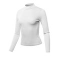 thumbnail image 1 of FashionOutfit Women's Solid Lightweight Long Sleeve Mock Neck Crepe Jersey Top(S-3XL), 1 of 1