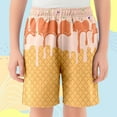 thumbnail image 3 of BloomJoy Little Kid ce Cream Shorts Boy Girl 2-14T Summer Beach Preppy with Pockets Elastic Waist Ice Cream Drip Baseball Shorts 3-4 Years Orange Summer Shorts, 3 of 5